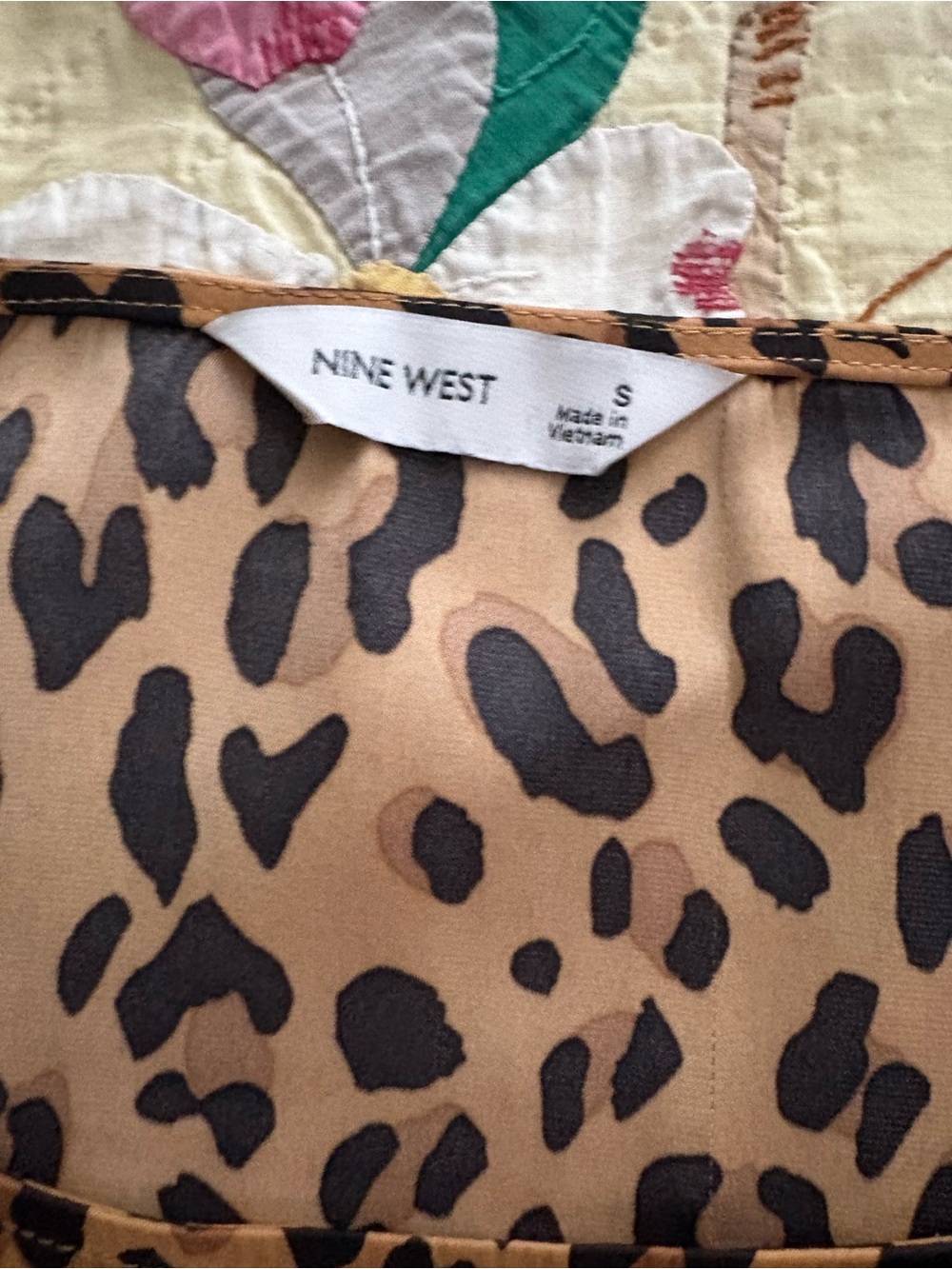 Leopard Print Cap Sleeve Blouse - Brown/Black - Picture 2 of 6